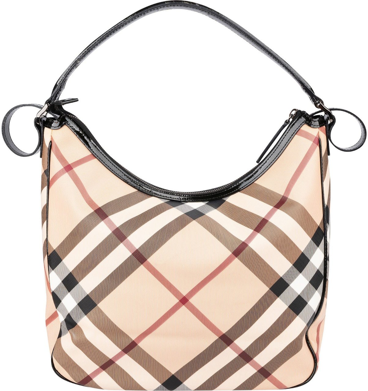 Burberry Nova-Check Monogram Hobo Shoulder Bag Beige
