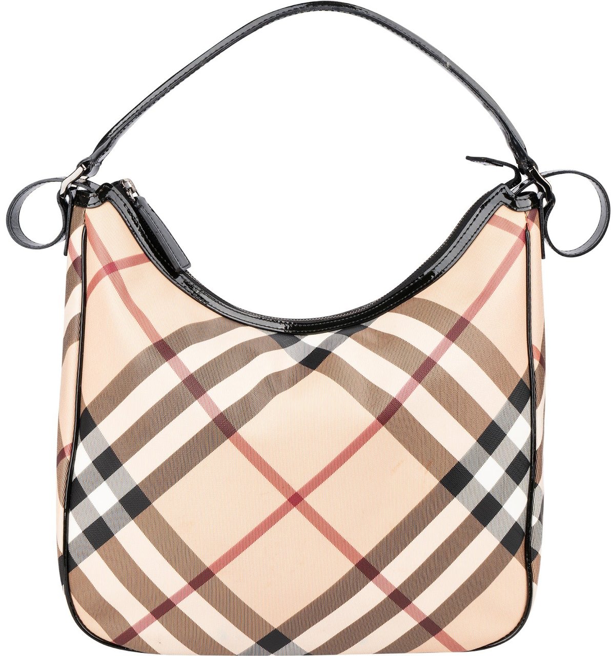 Burberry Nova-Check Monogram Hobo Shoulder Bag Beige