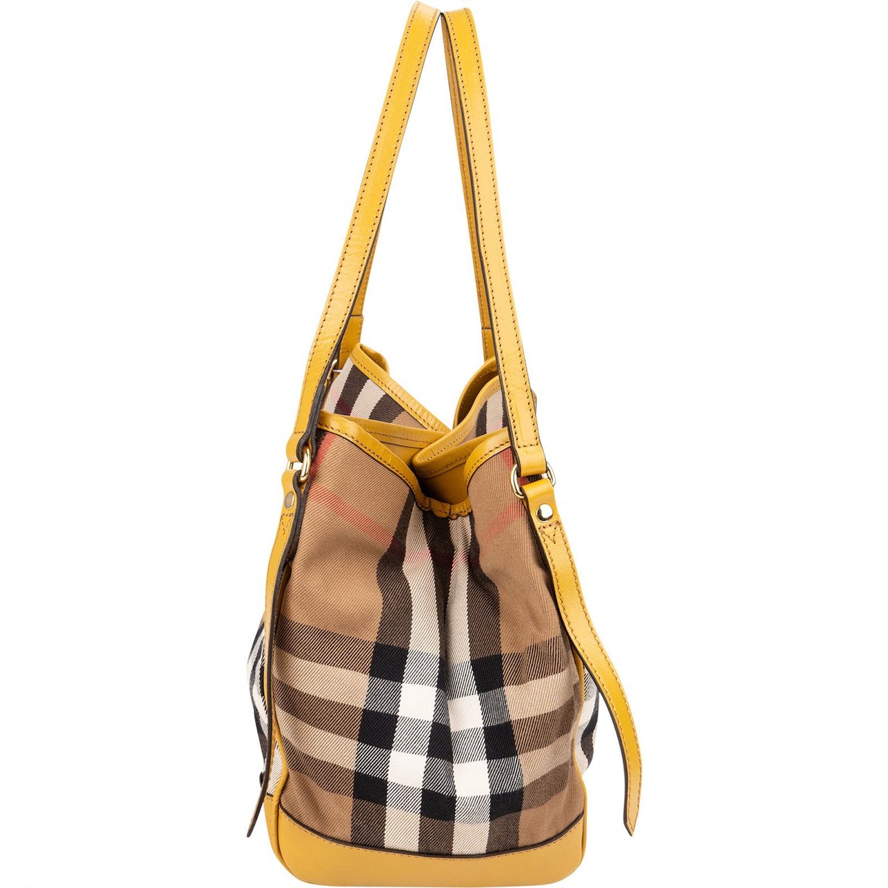 Burberry Nova-Check Monogram Haymarket Hobo Shoulder Bag Beige