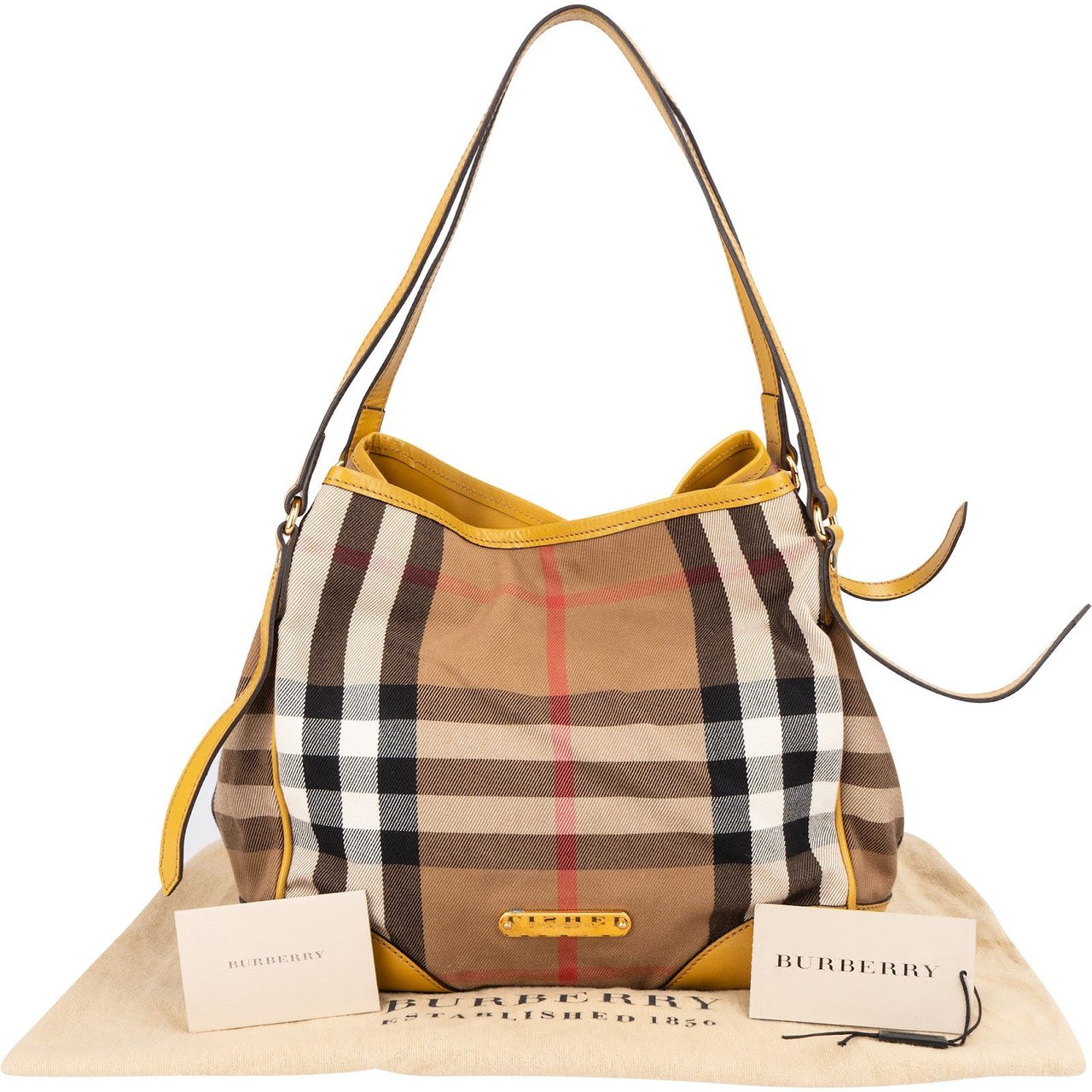 Burberry Nova-Check Monogram Haymarket Hobo Shoulder Bag Beige