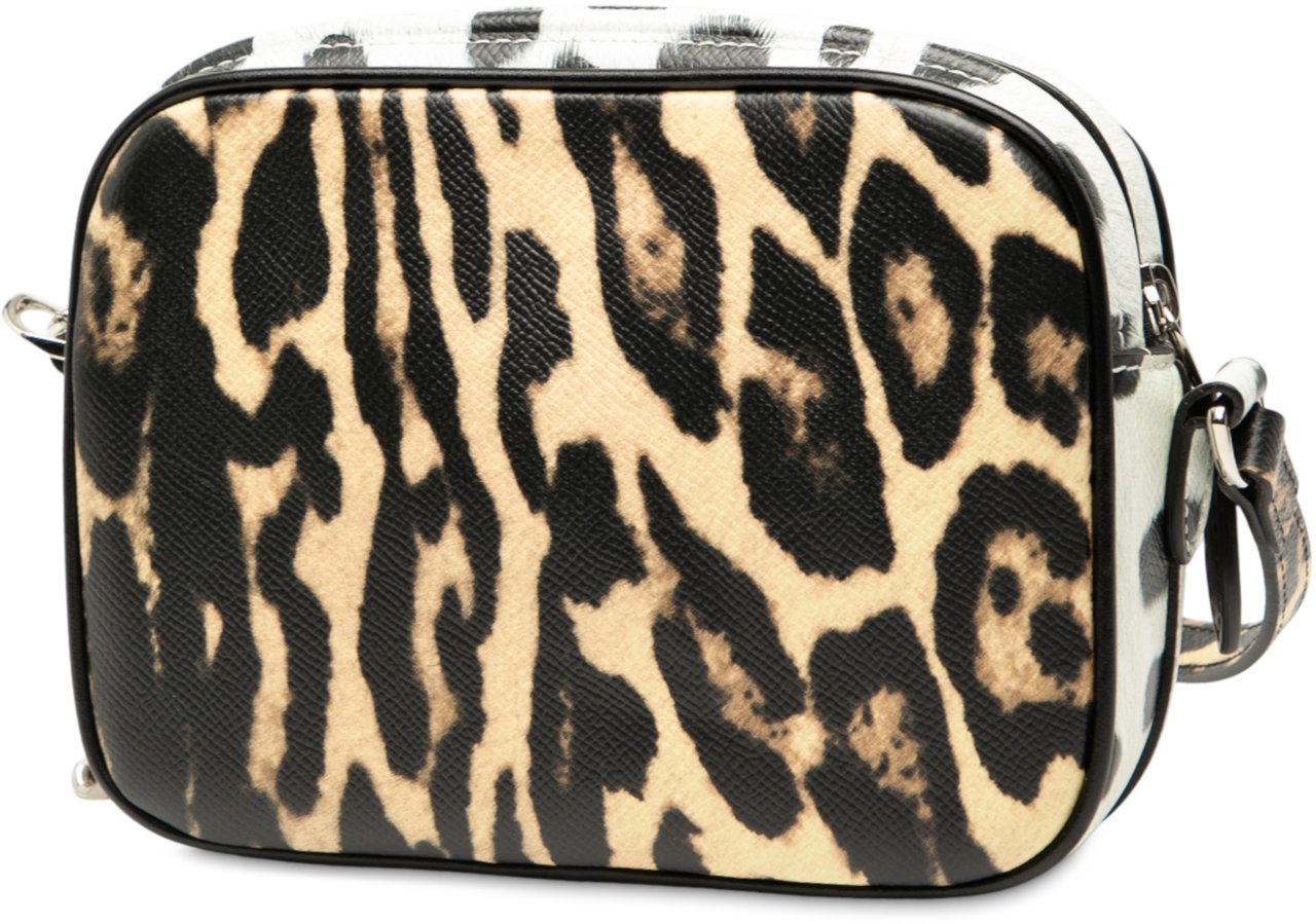 Burberry Leopard Printed Leather Camera Bag Bruin