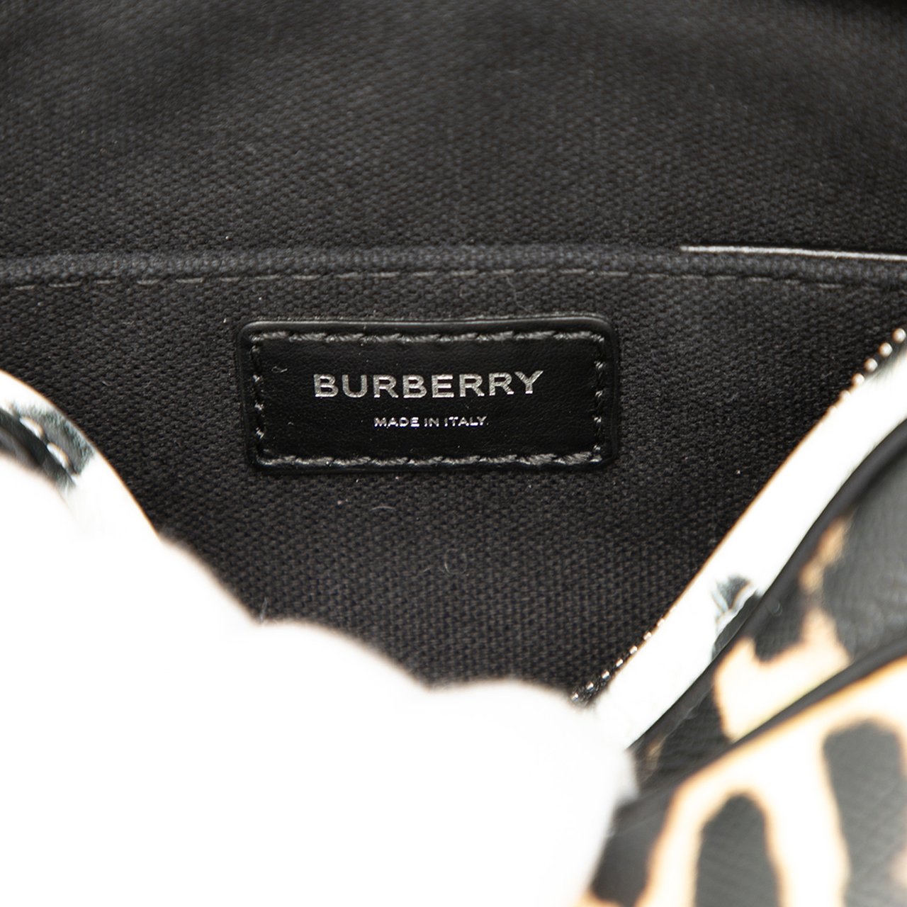 Burberry Leopard Printed Leather Camera Bag Bruin