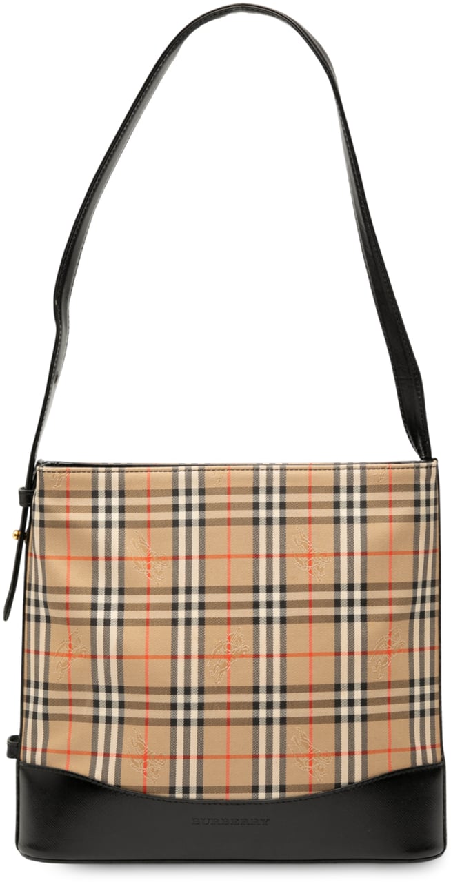 Burberry Haymarket Check Canvas Shoulder Bag Bruin