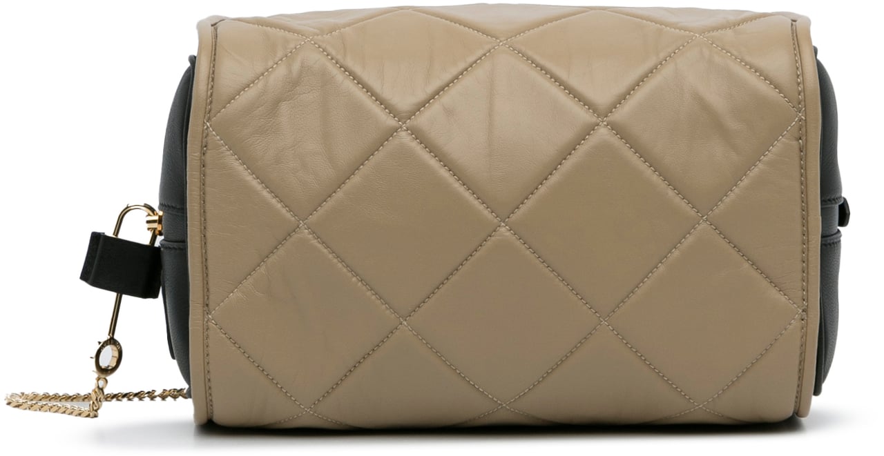 Burberry Quilted Cube Chain Shoulder Bag Bruin