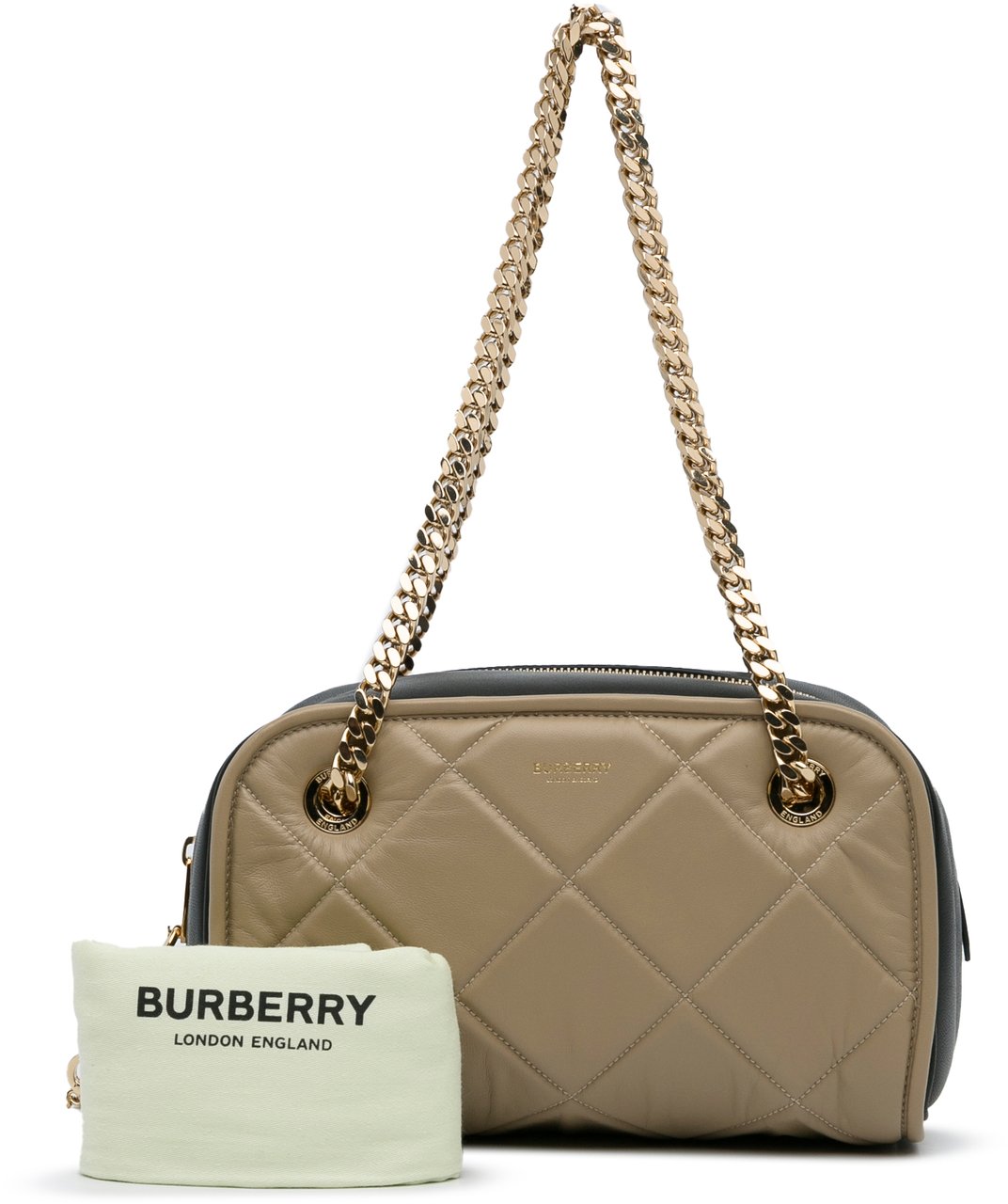 Burberry Quilted Cube Chain Shoulder Bag Bruin