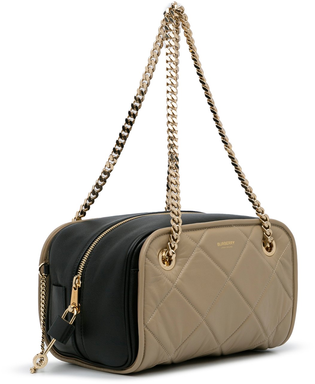 Burberry Quilted Cube Chain Shoulder Bag Bruin