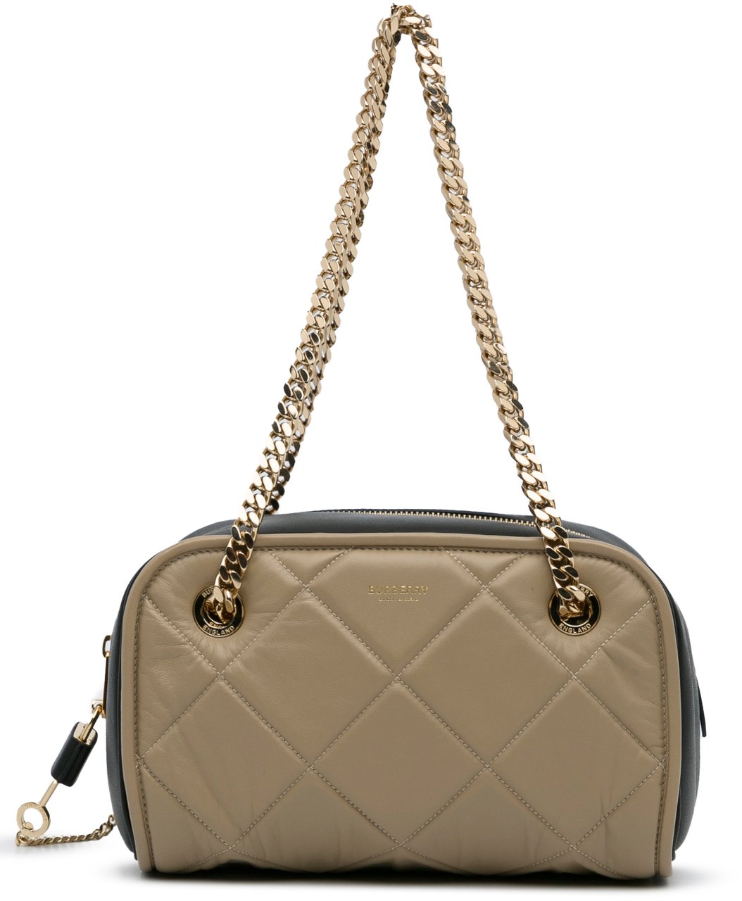 Burberry Quilted Cube Chain Shoulder Bag Bruin