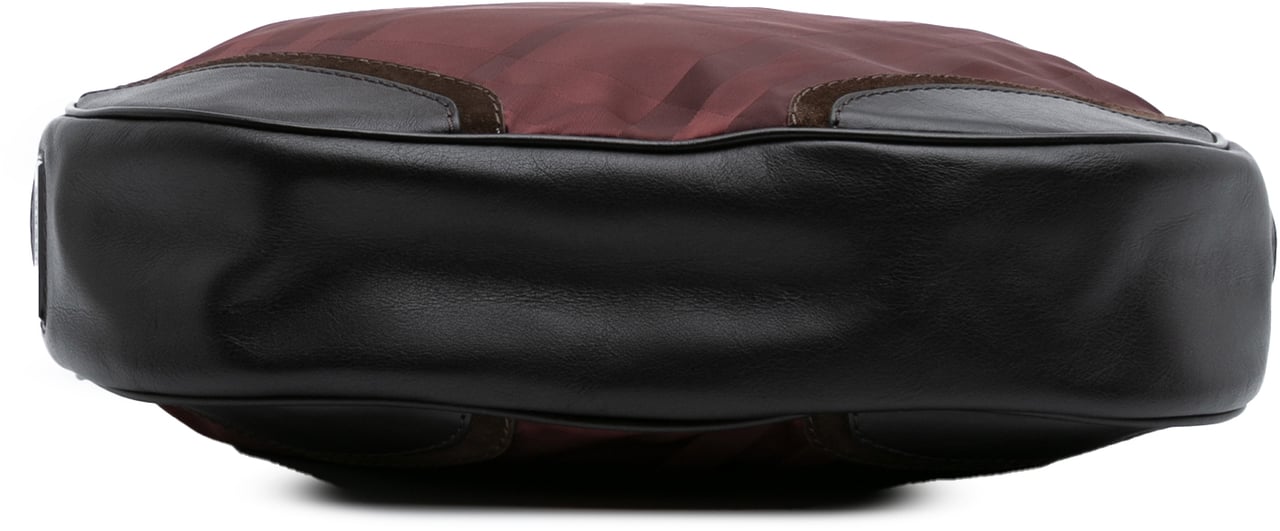 Burberry Tonal Check Nylon Hobo Rood