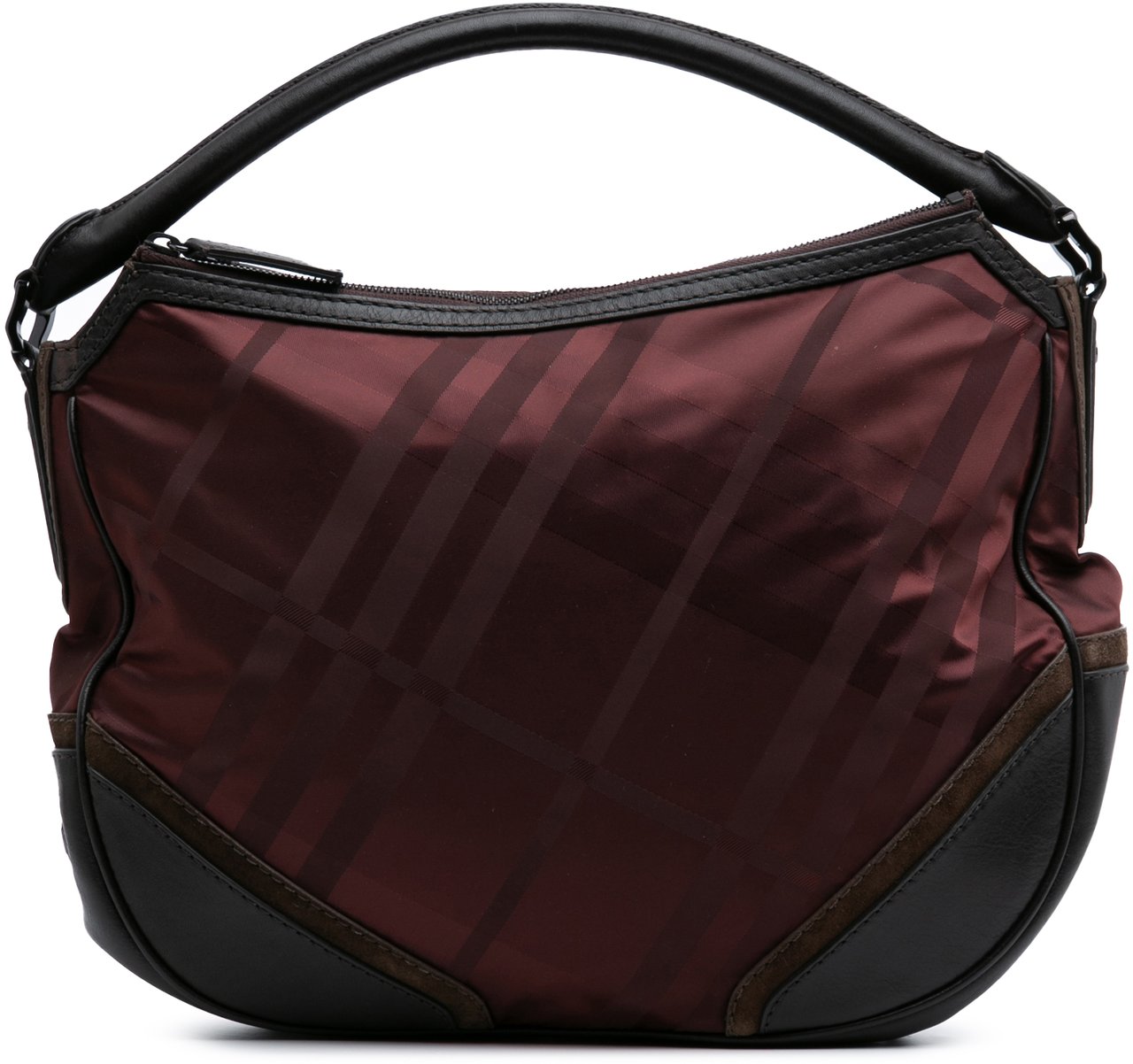 Burberry Tonal Check Nylon Hobo Rood