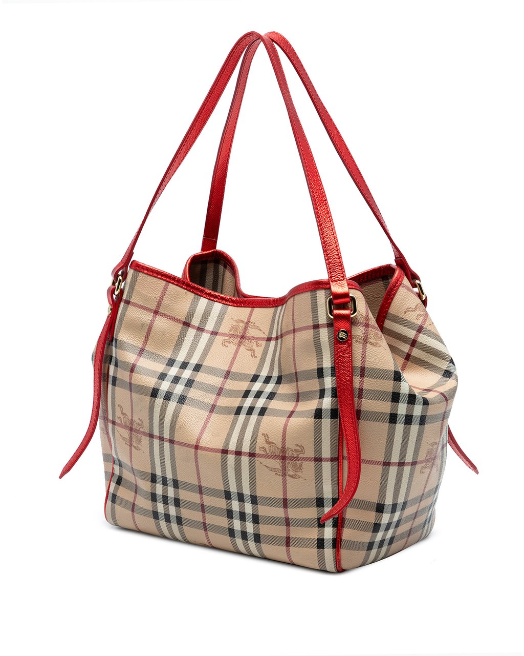 Burberry Small Haymarket Check Coated Canvas Canterbury Tote Bruin