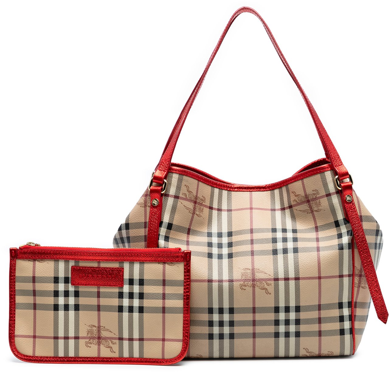 Burberry Small Haymarket Check Coated Canvas Canterbury Tote Bruin