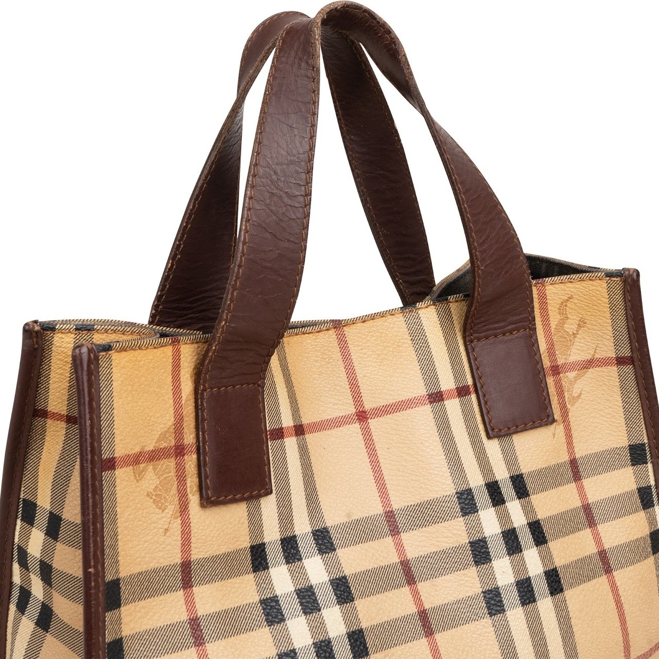 Burberry Nova-Check Monogram Small Tote Handbag Beige