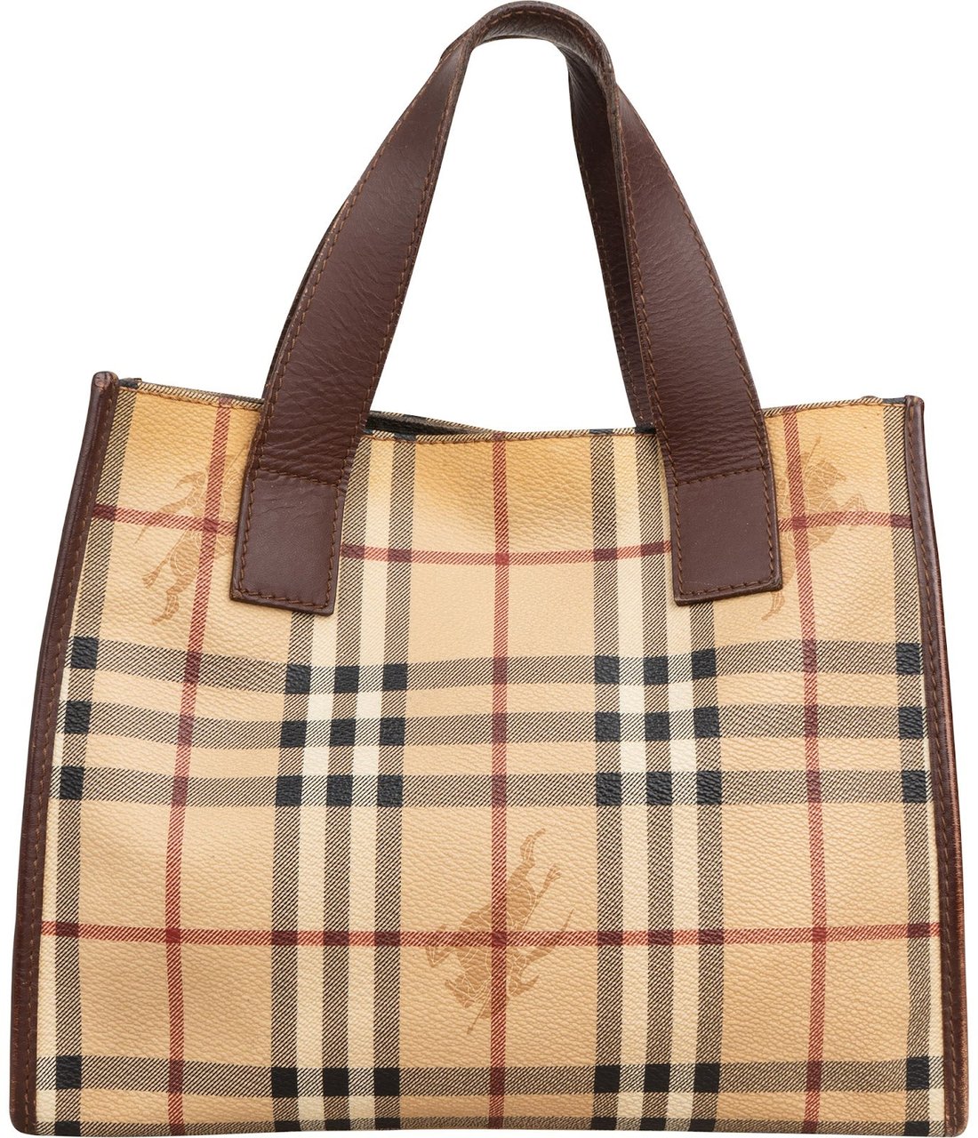 Burberry Nova-Check Monogram Small Tote Handbag Beige