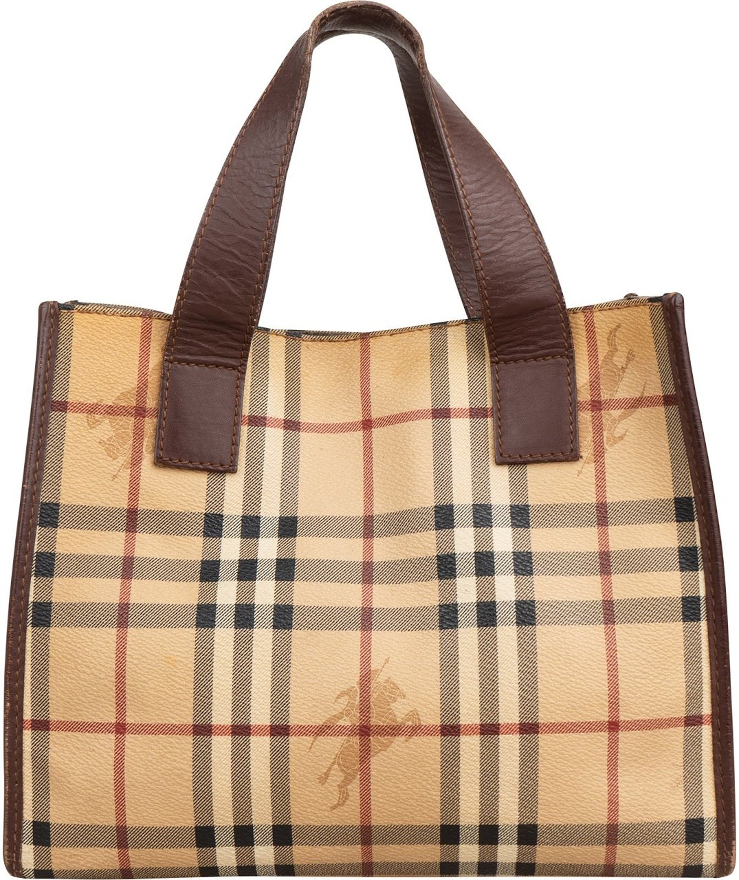 Burberry Nova-Check Monogram Small Tote Handbag Beige