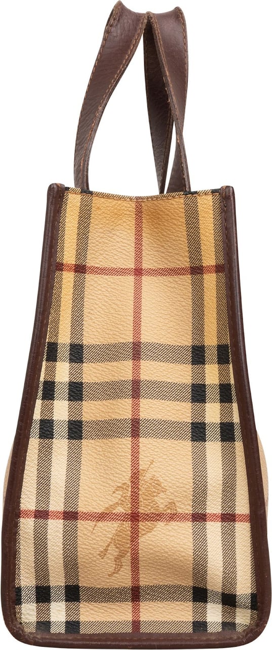 Burberry Nova-Check Monogram Small Tote Handbag Beige
