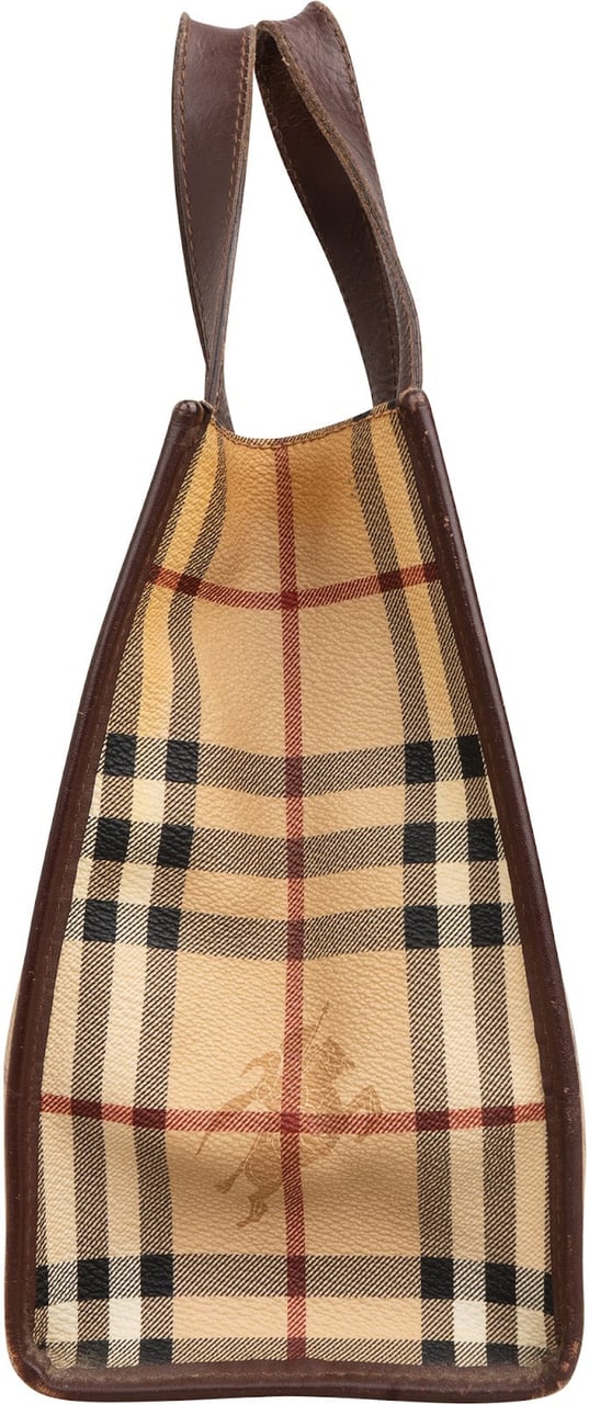Burberry Nova-Check Monogram Small Tote Handbag Beige