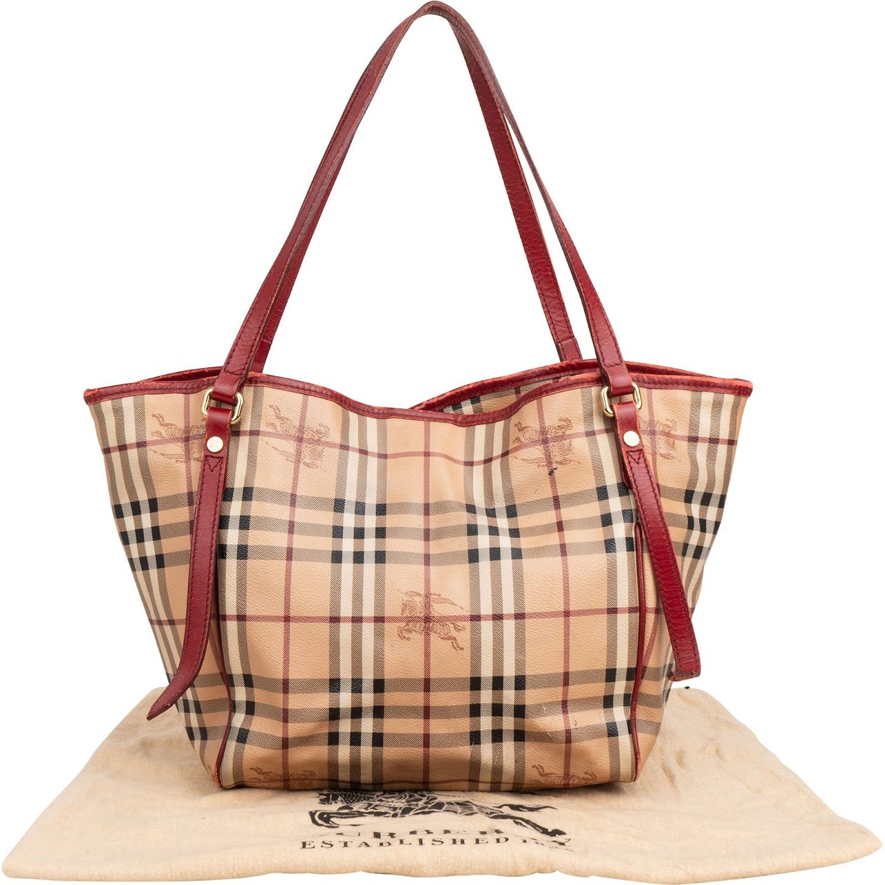 Burberry Nova-Check Haymarket Check Tote Shoulder Bag Beige