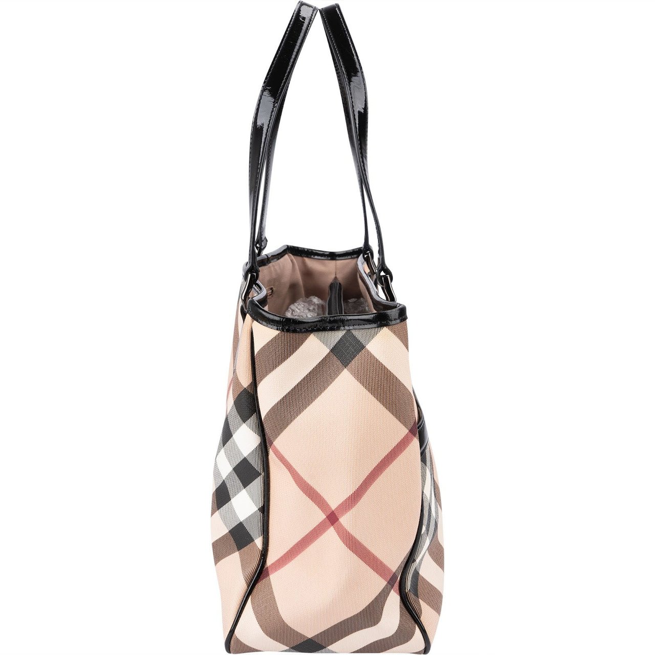 Burberry Nova-Check Monogram Patent Leather Tote Shoulder Bag Divers
