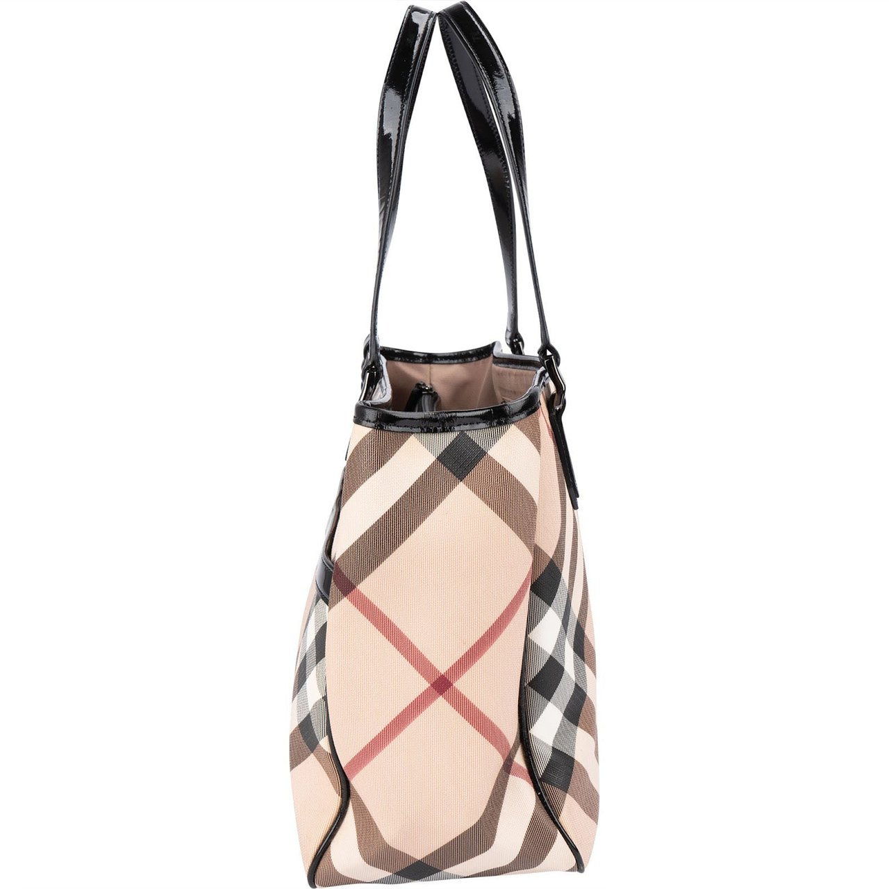 Burberry Nova-Check Monogram Patent Leather Tote Shoulder Bag Divers