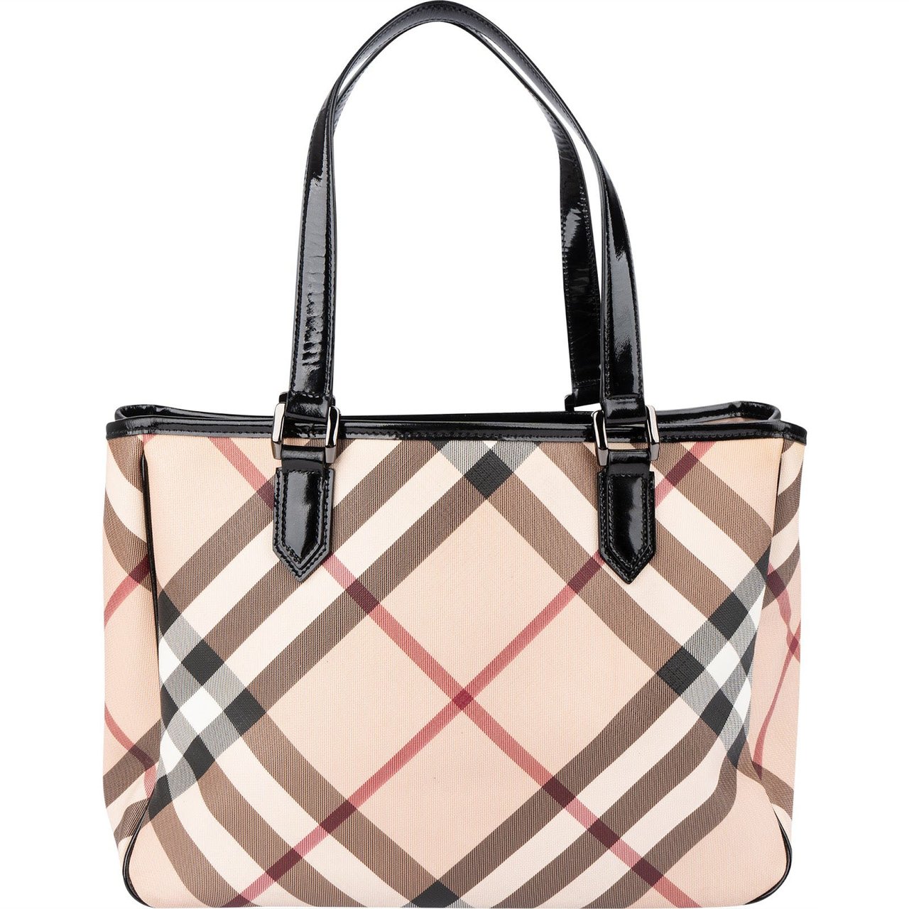 Burberry Nova-Check Monogram Patent Leather Tote Shoulder Bag Divers