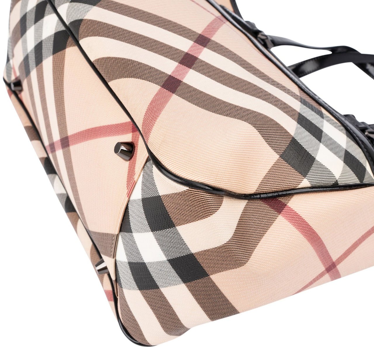 Burberry Nova-Check Monogram Patent Leather Tote Shoulder Bag Divers