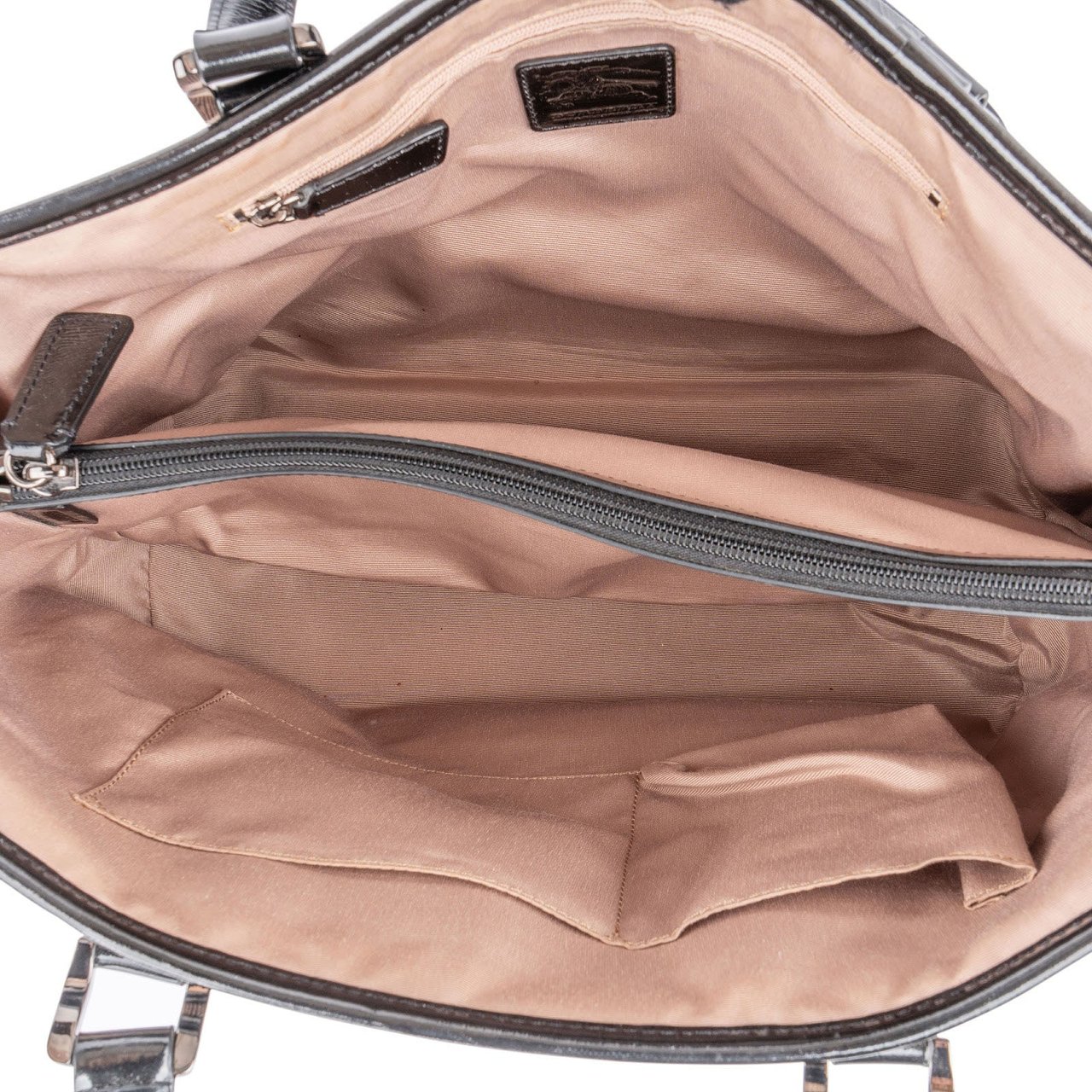 Burberry Nova-Check Monogram Patent Leather Tote Shoulder Bag Divers