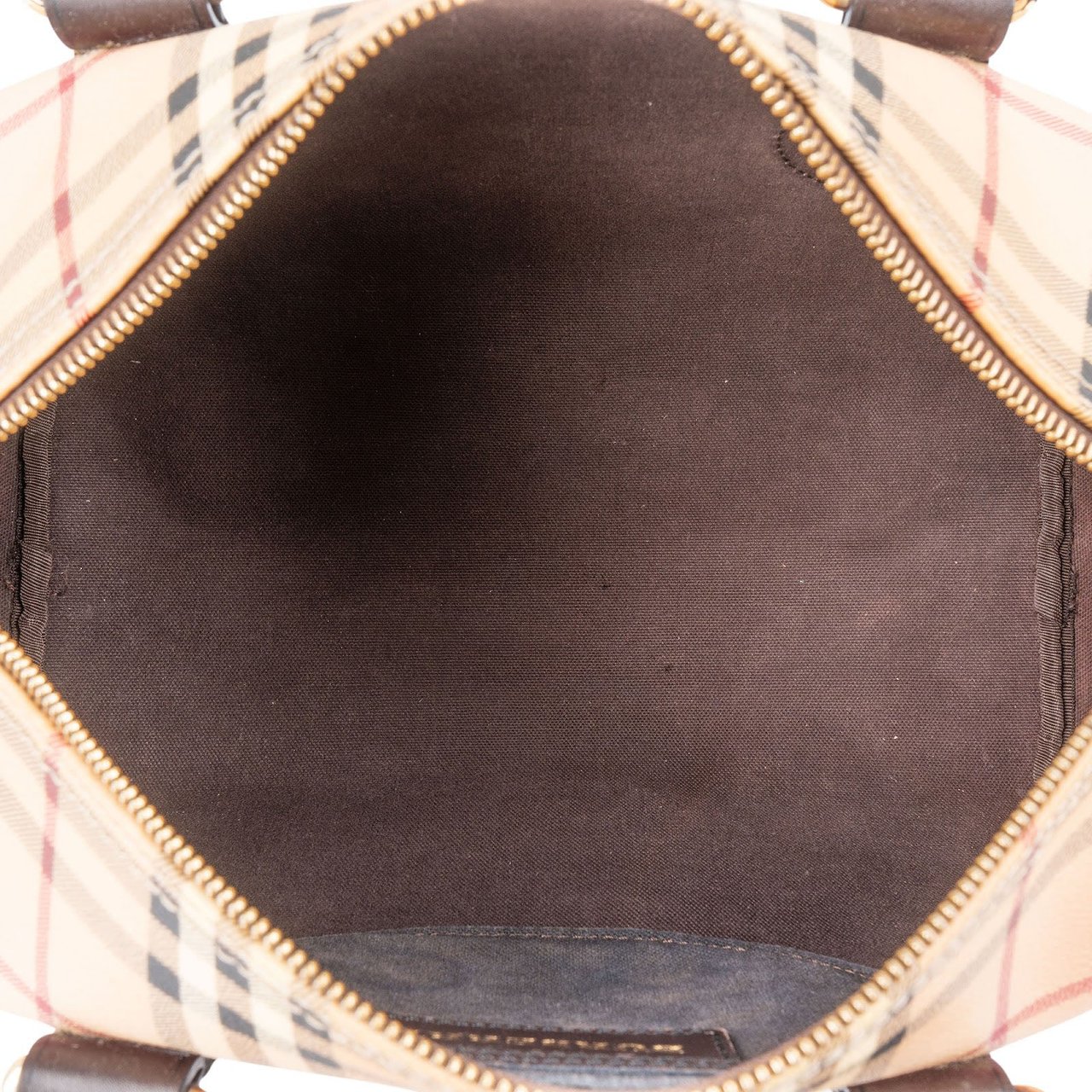 Burberry Haymarket Check Coated Canvas Boston 30 Handbag Beige