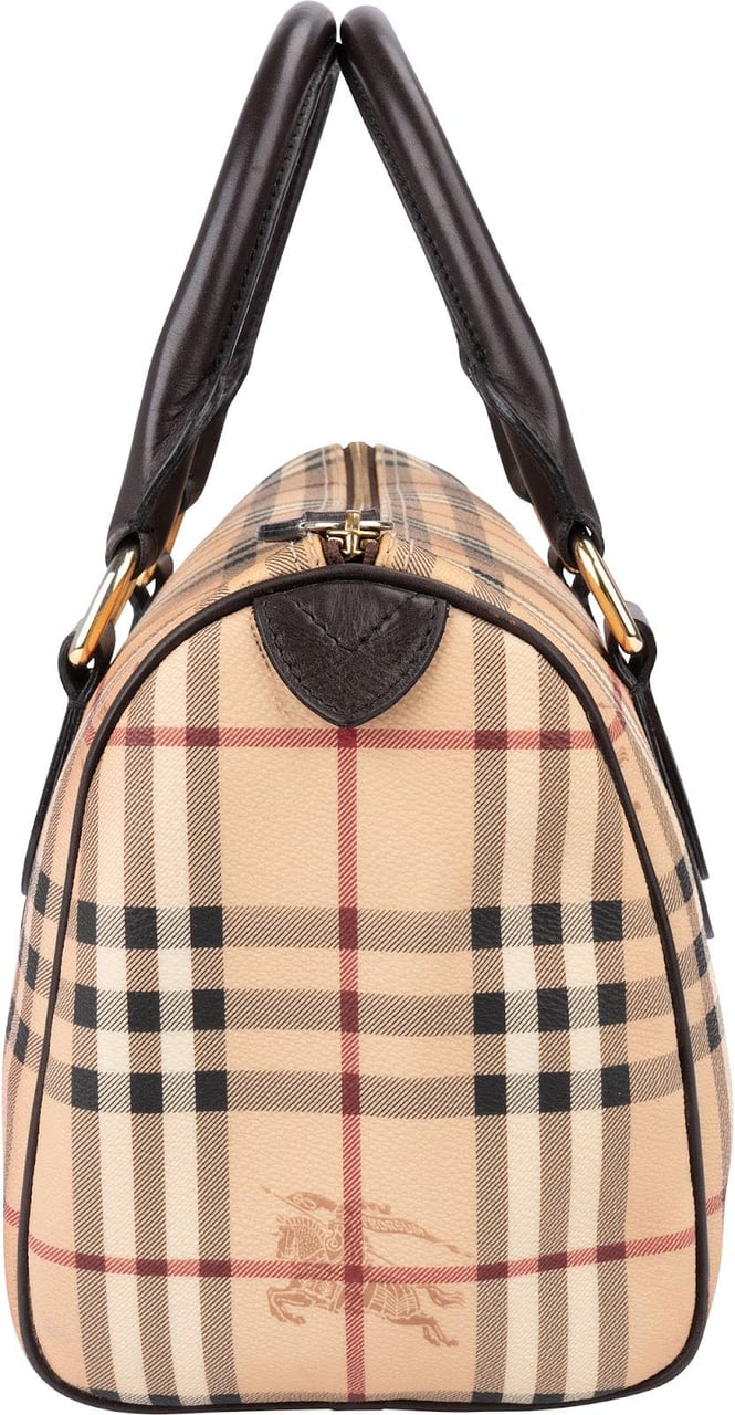 Burberry Haymarket Check Coated Canvas Boston 30 Handbag Beige