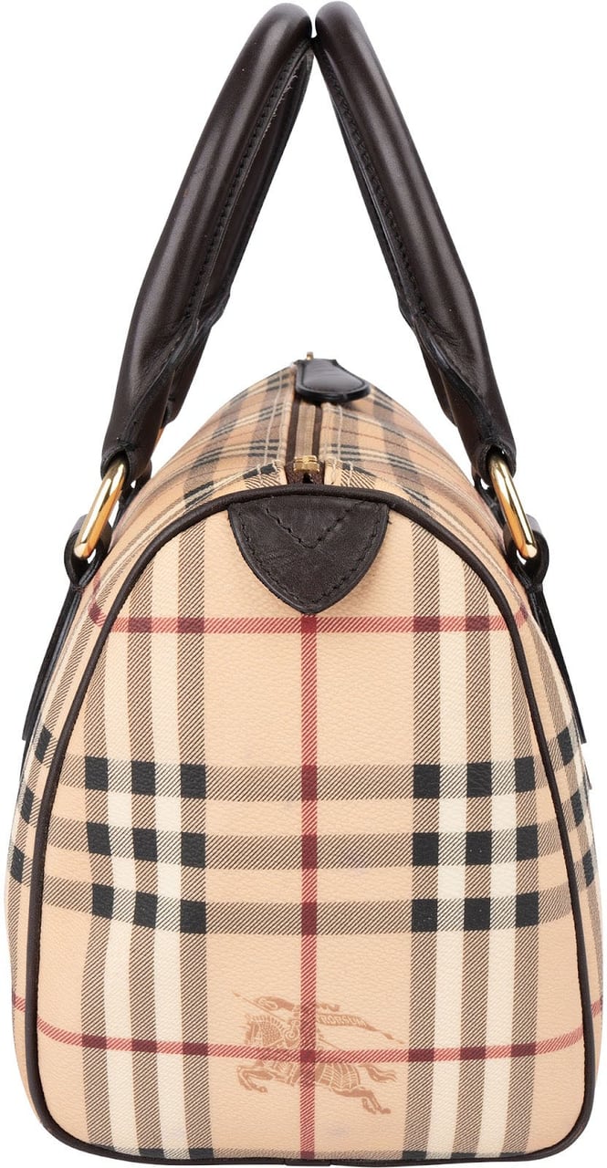 Burberry Haymarket Check Coated Canvas Boston 30 Handbag Beige