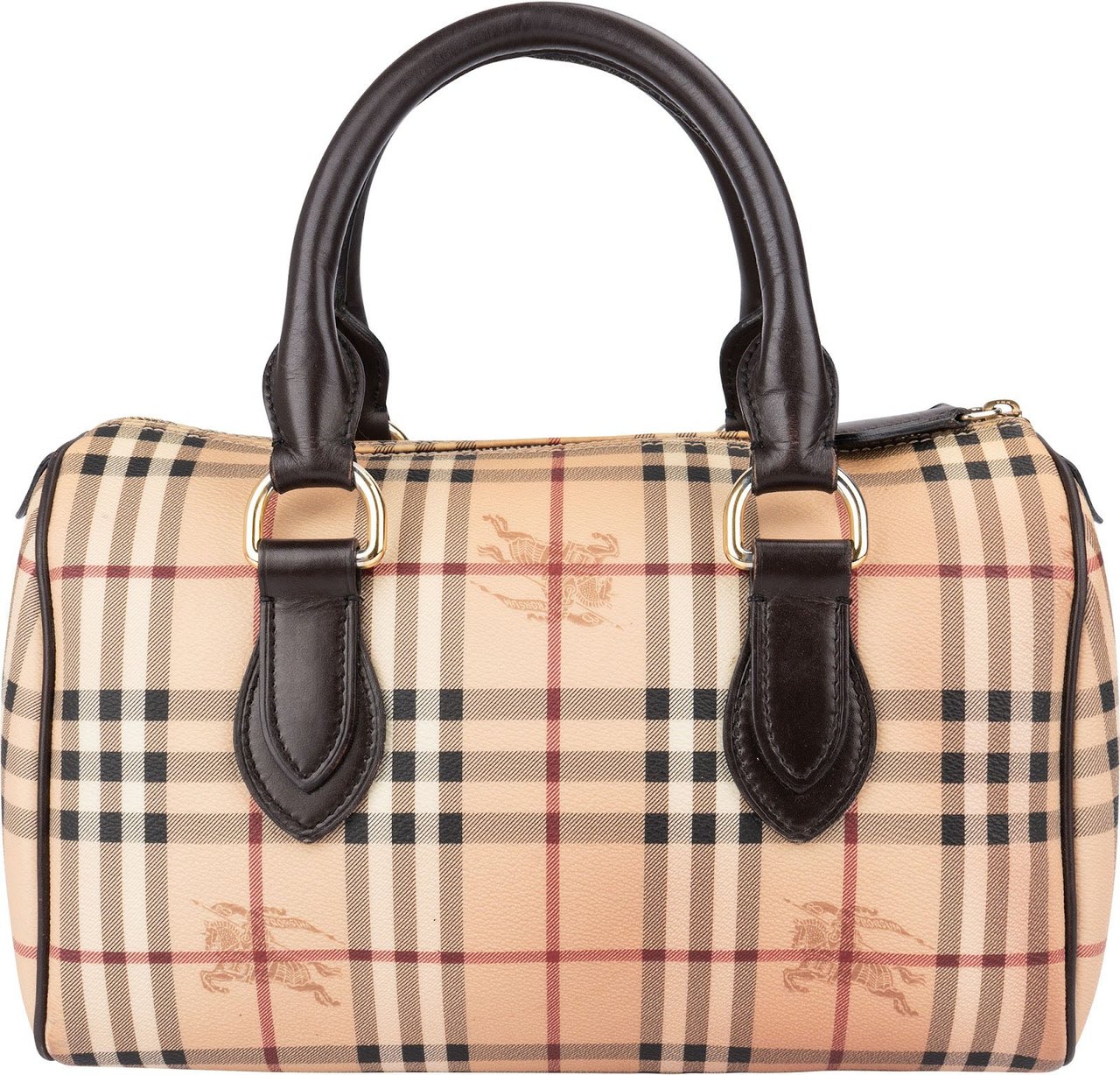 Burberry Haymarket Check Coated Canvas Boston 30 Handbag Beige