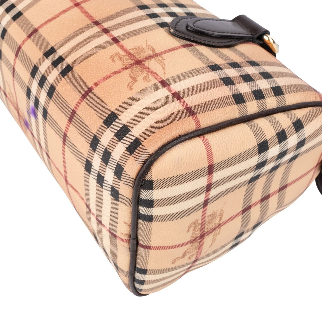 Burberry Haymarket Check Coated Canvas Boston 30 Handbag Beige