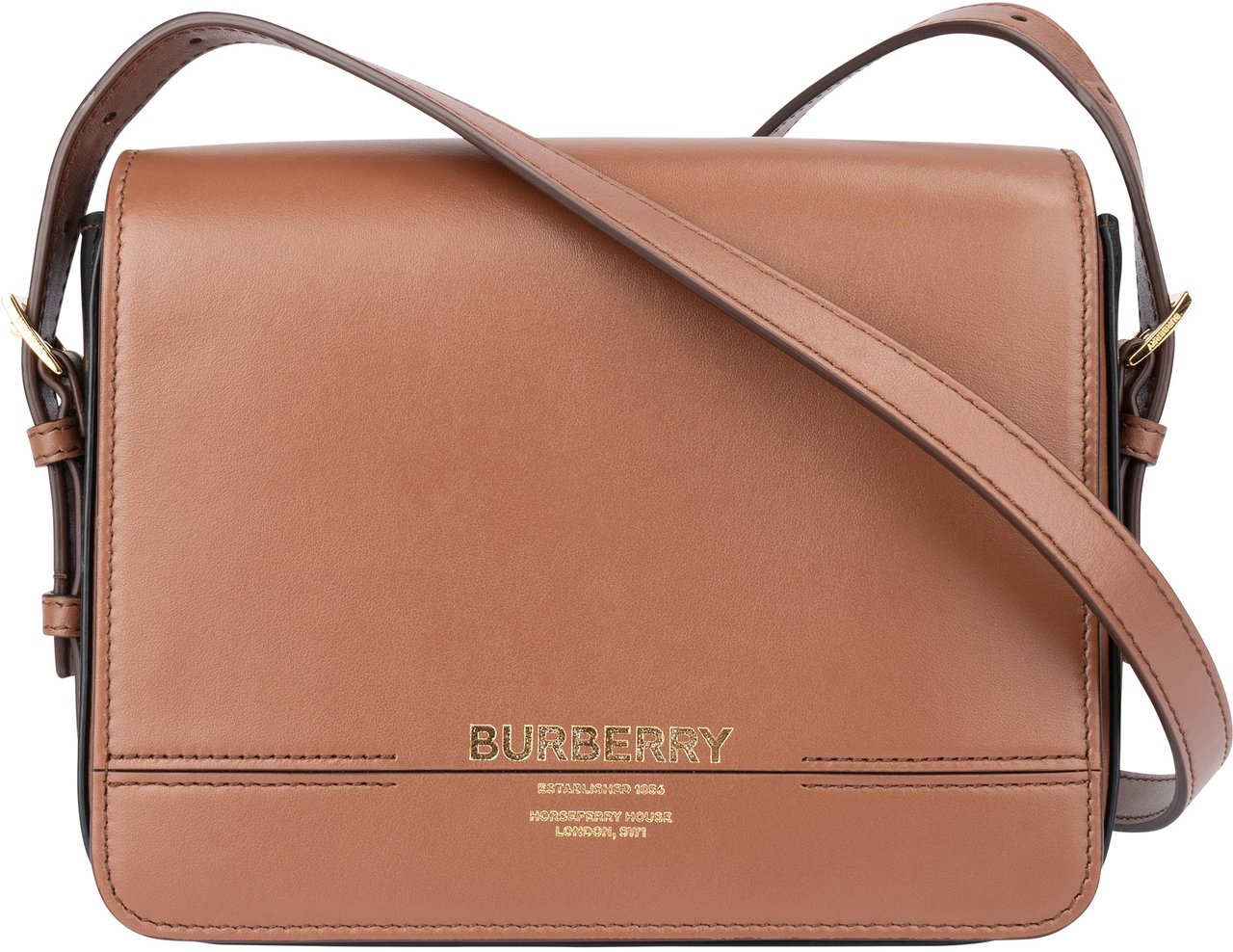 Burberry Burberry Brown Leather Grace Crossbody Bag Bruin