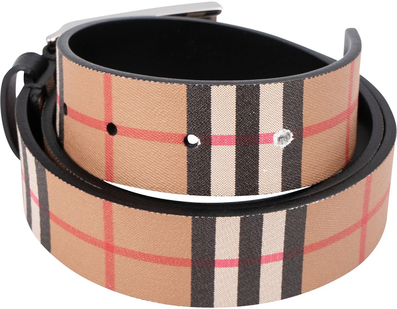 Burberry Nova Check Monogram Plaque Buckle Belt (32 / 80) Beige