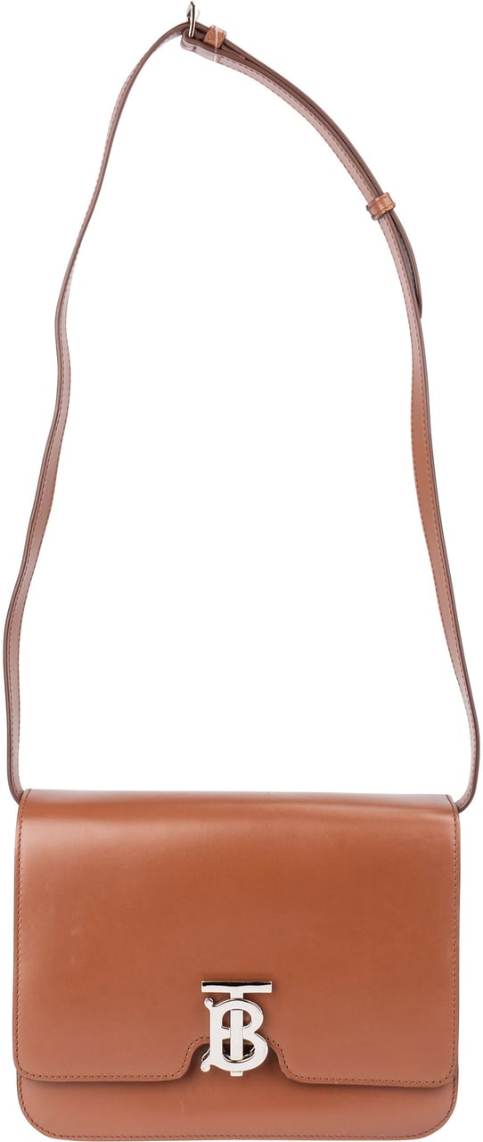 Burberry Burberry Brown Leather SM TB Box Crossbody Bag Bruin