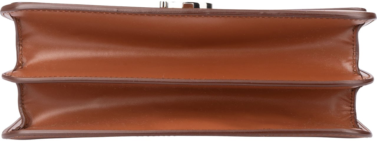Burberry Burberry Brown Leather SM TB Box Crossbody Bag Bruin