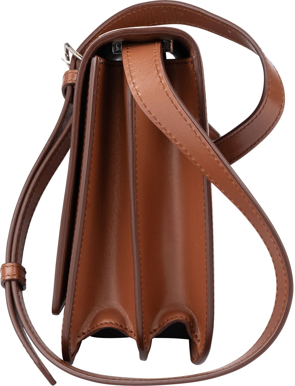 Burberry Burberry Brown Leather SM TB Box Crossbody Bag Bruin