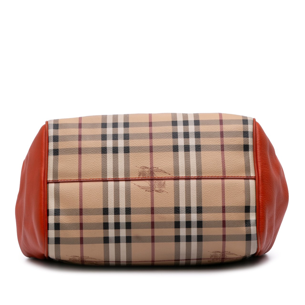 Burberry Small Leather Trimmed Haymarket Check Coated Canvas Canterbury Tote Bruin