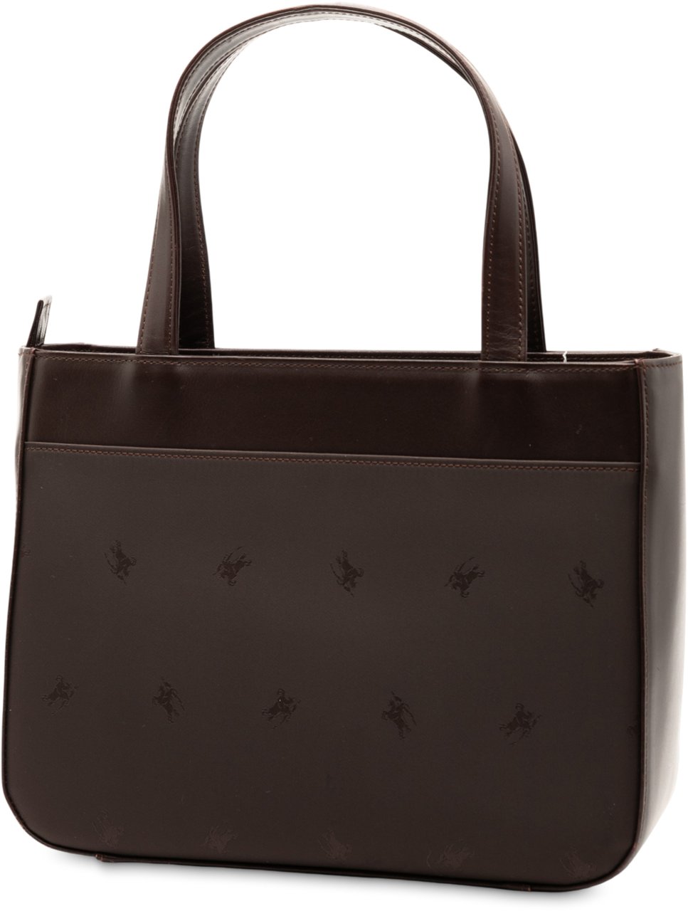 Burberry Leather Trimmed Nylon Handbag Bruin