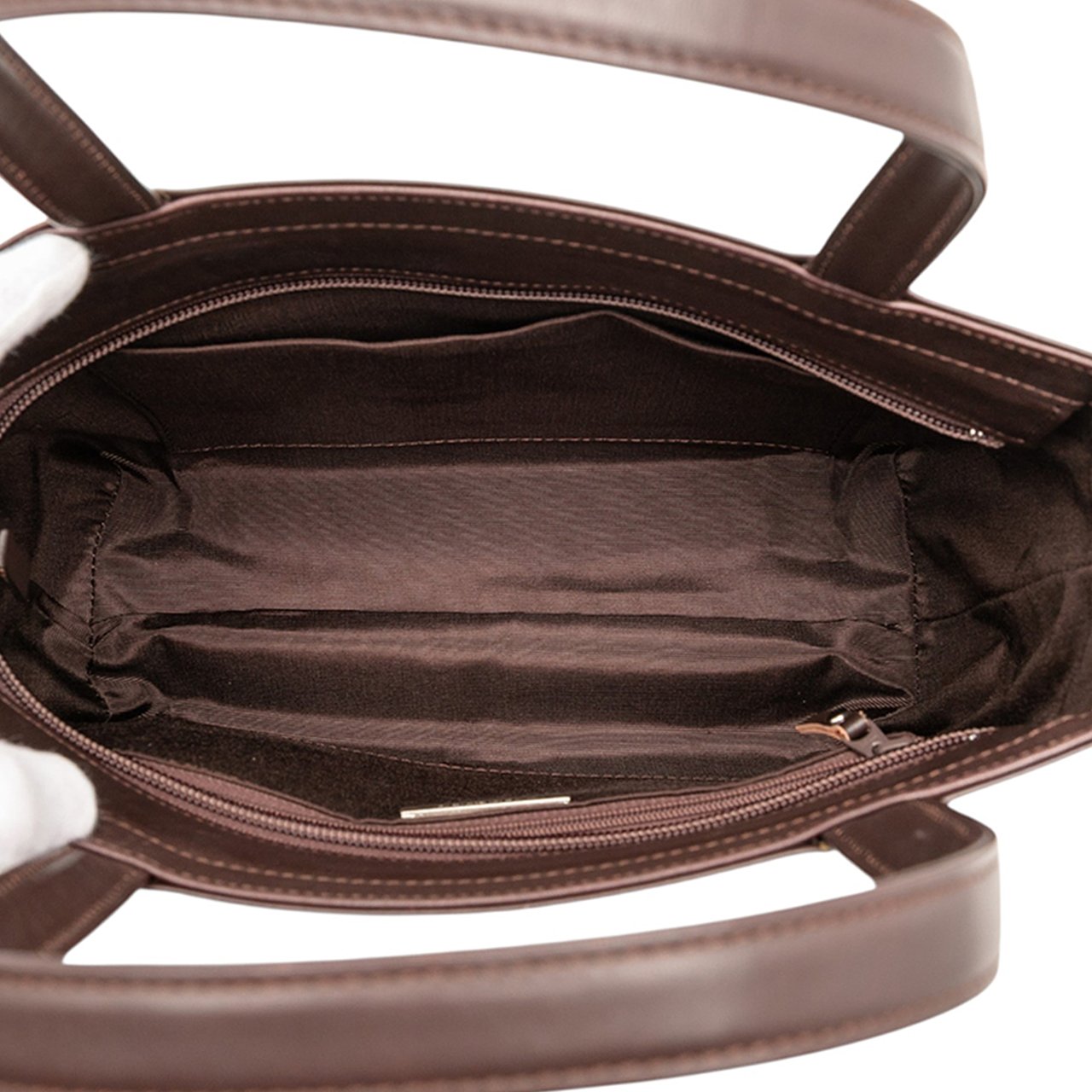 Burberry Leather Trimmed Nylon Handbag Bruin