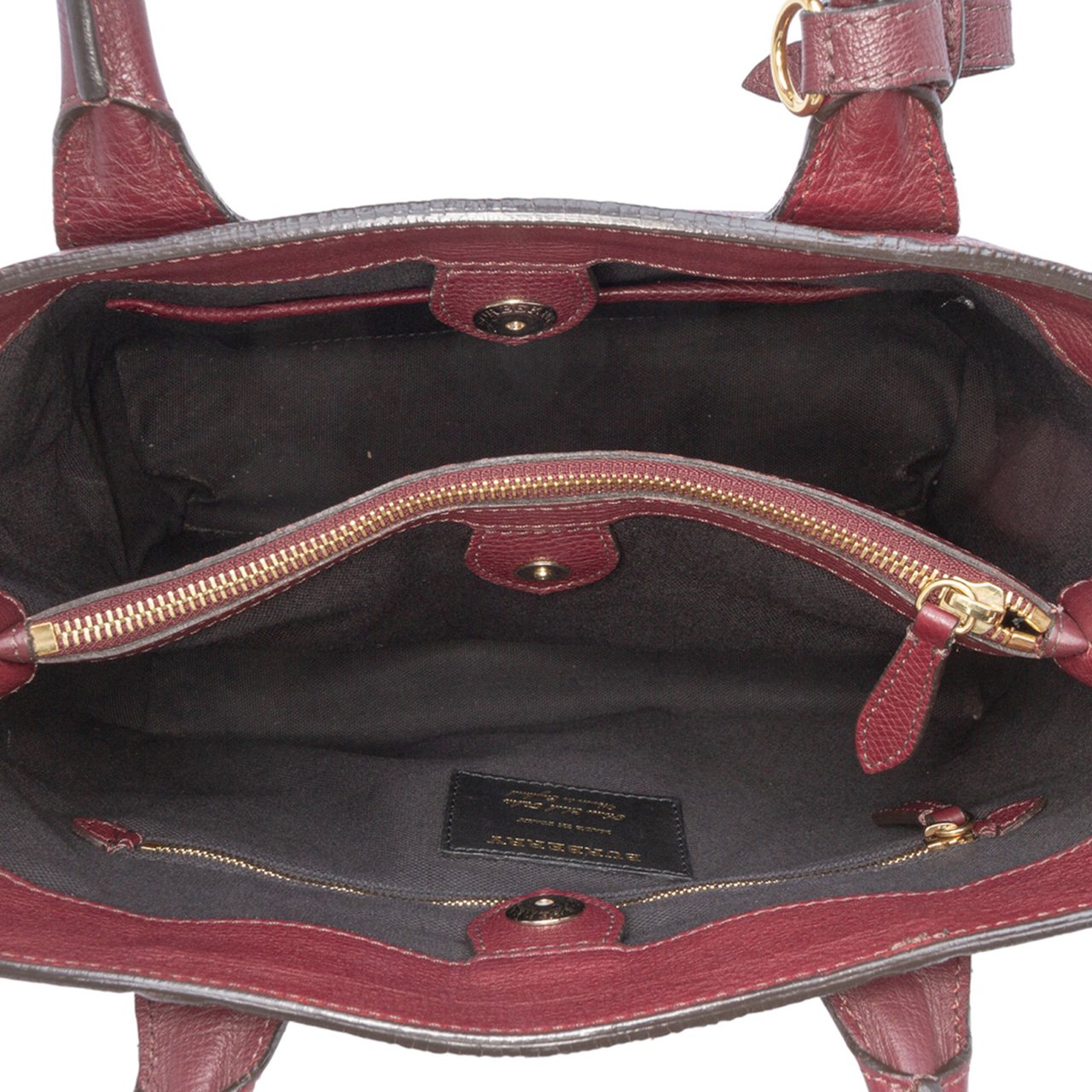 Burberry Medium Leather and House Check Banner Satchel Rood