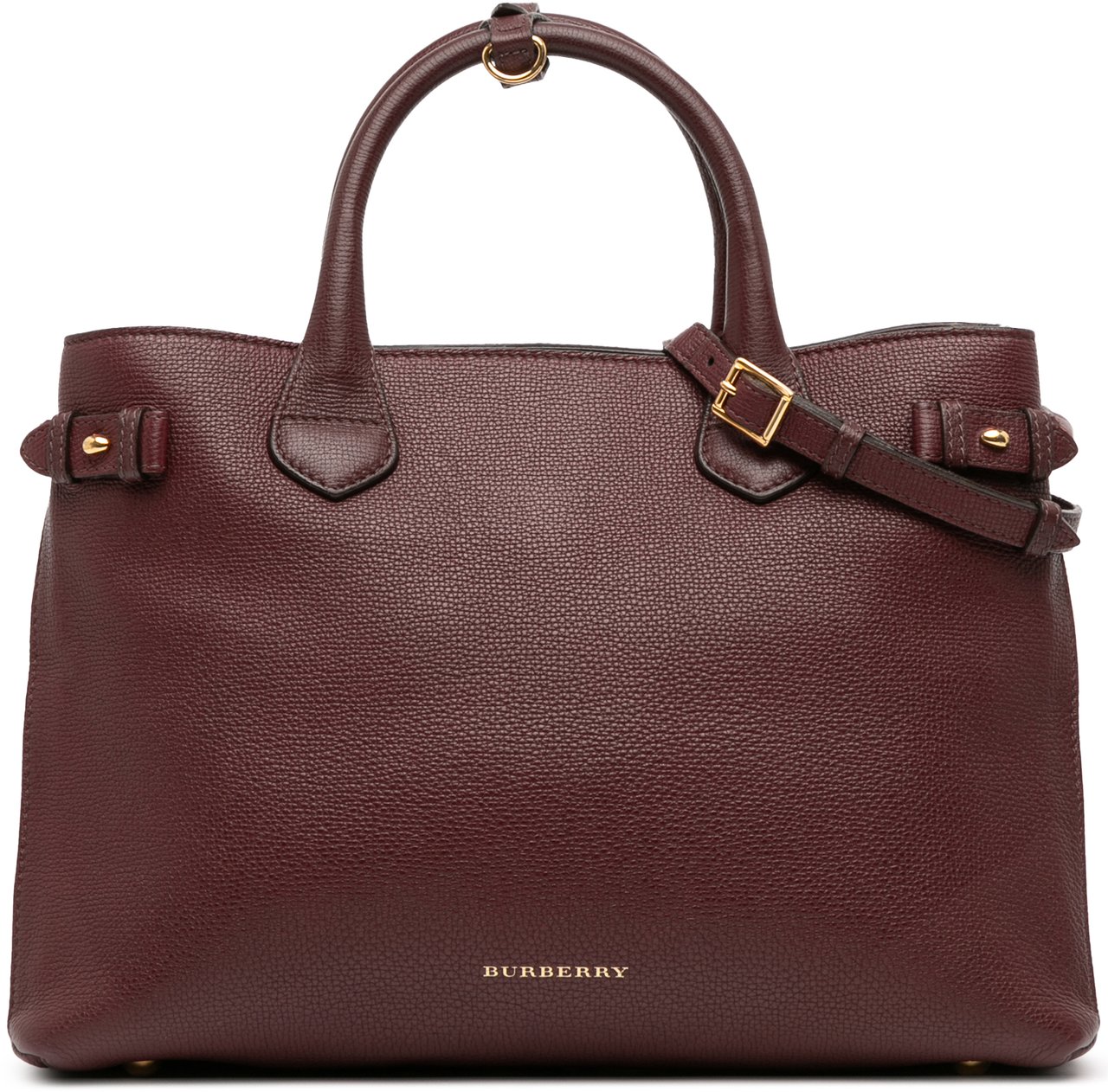 Burberry Medium Leather and House Check Banner Satchel Rood