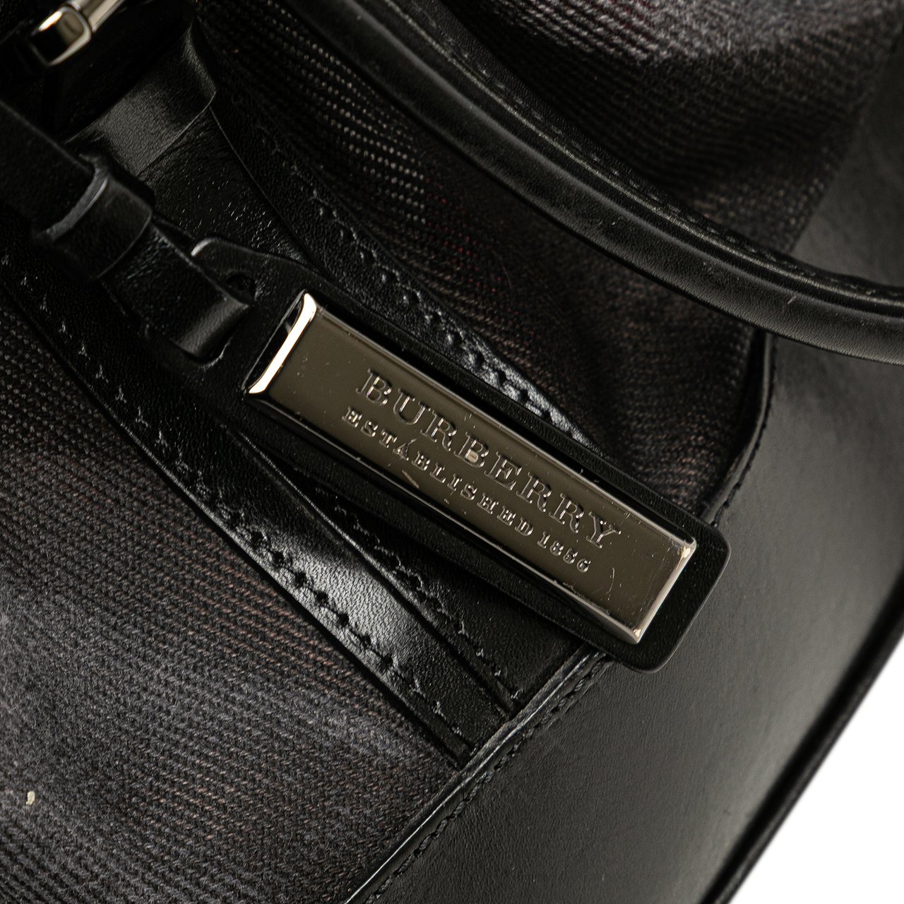 Burberry Mega Check Canvas Lowry Satchel Zwart