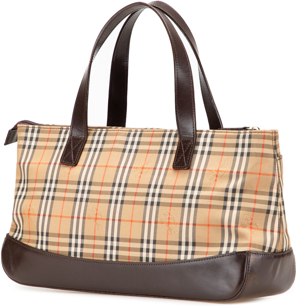 Burberry Haymarket Check Canvas Handbag Bruin