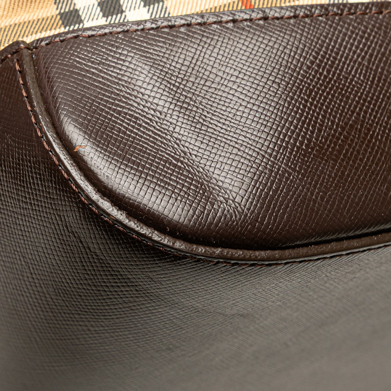 Burberry Haymarket Check Canvas Handbag Bruin