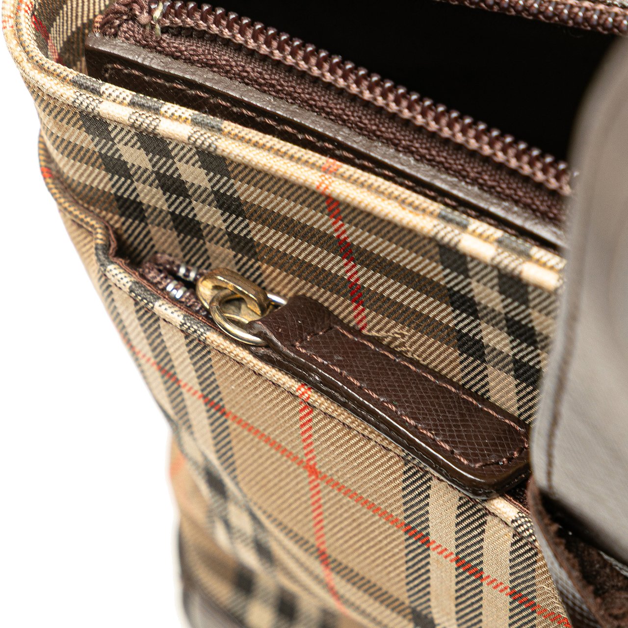 Burberry Haymarket Check Canvas Handbag Bruin