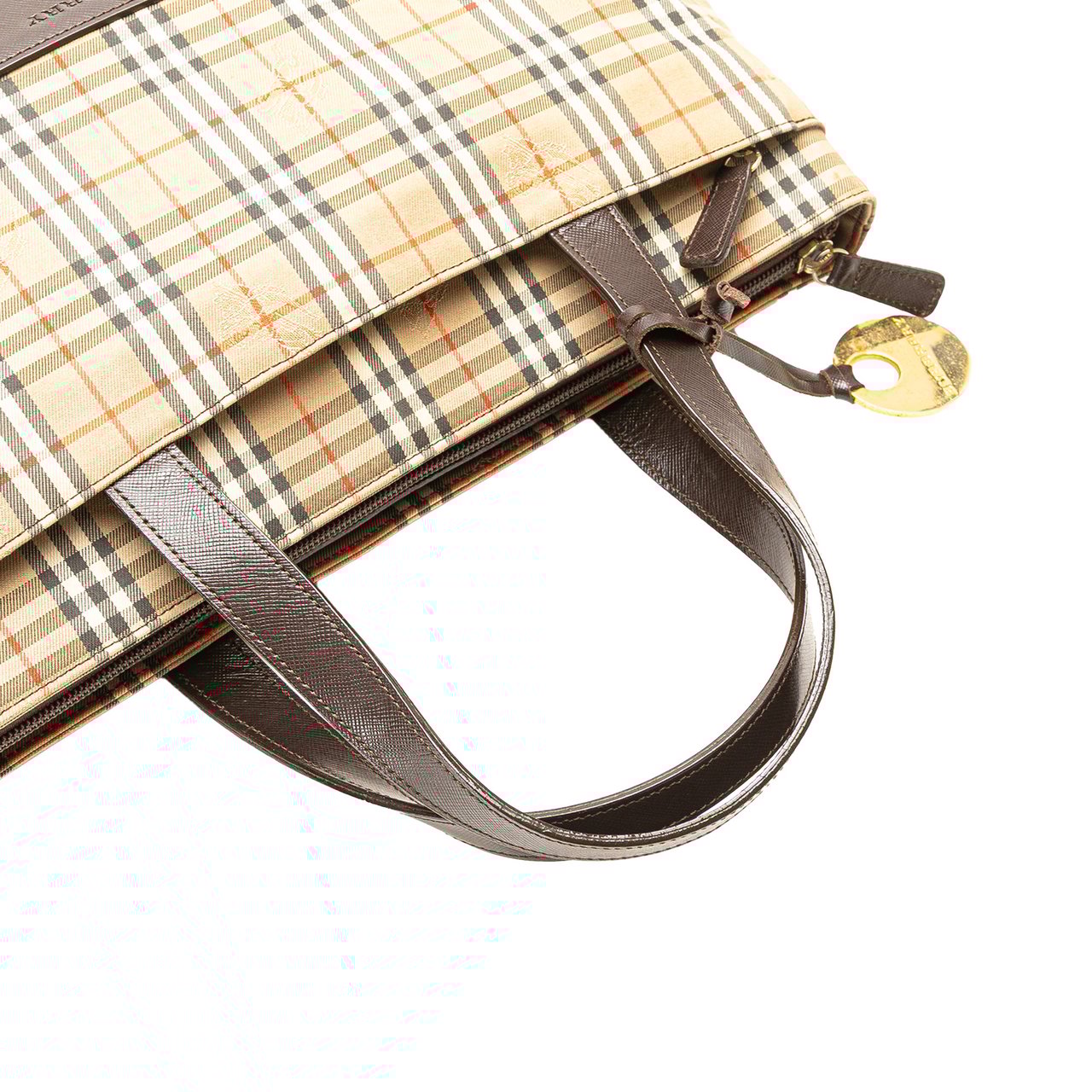 Burberry Haymarket Check Canvas Handbag Bruin