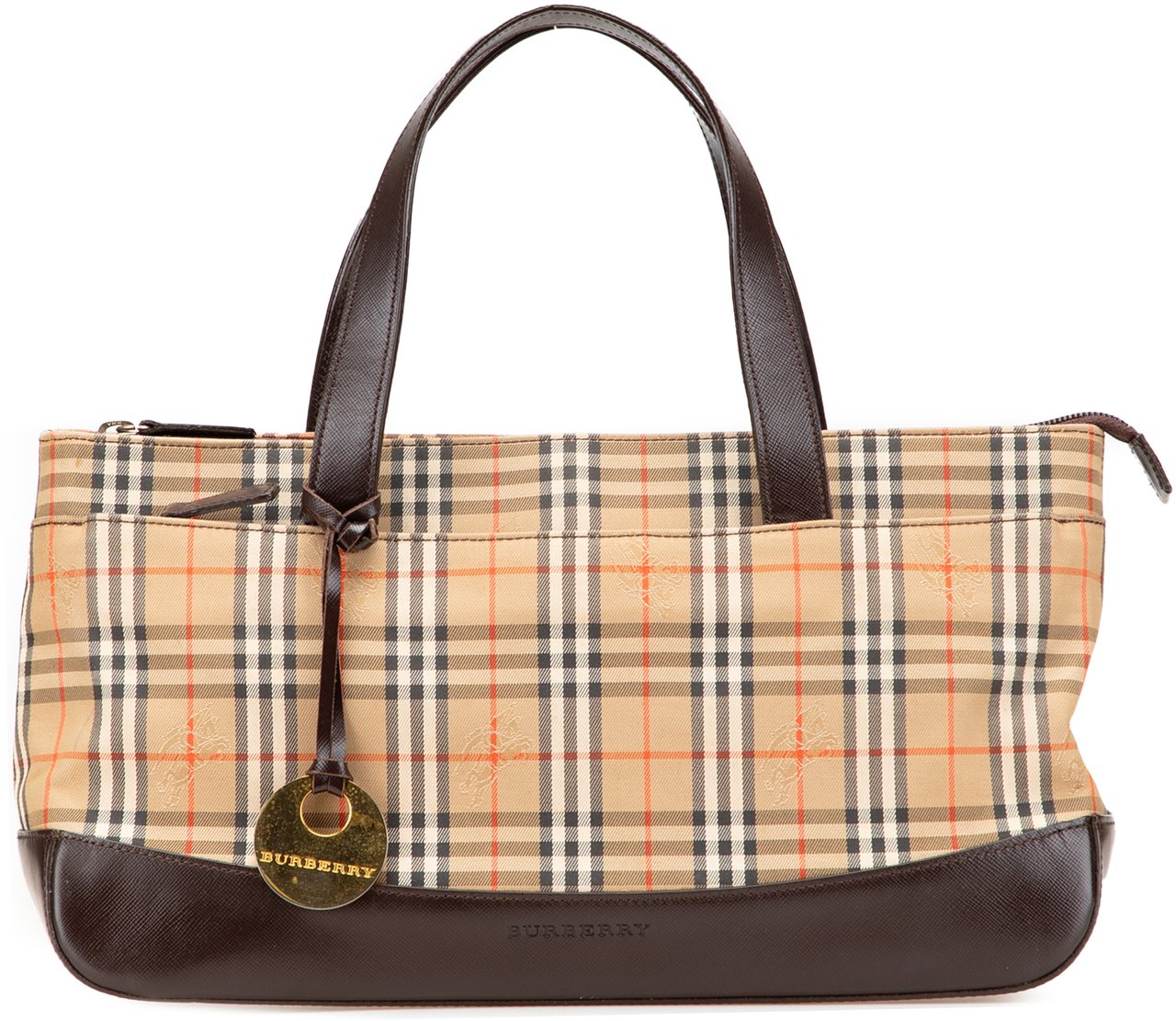 Burberry Haymarket Check Canvas Handbag Bruin