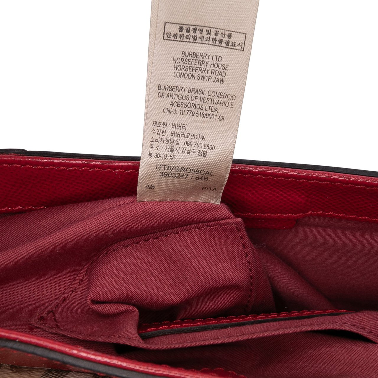 Burberry Patent Leather and Haymarket Check Coated Canvas Maydown Crossbody Rood