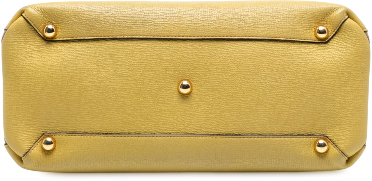 Burberry Medium Leather and House Check Banner Satchel Geel