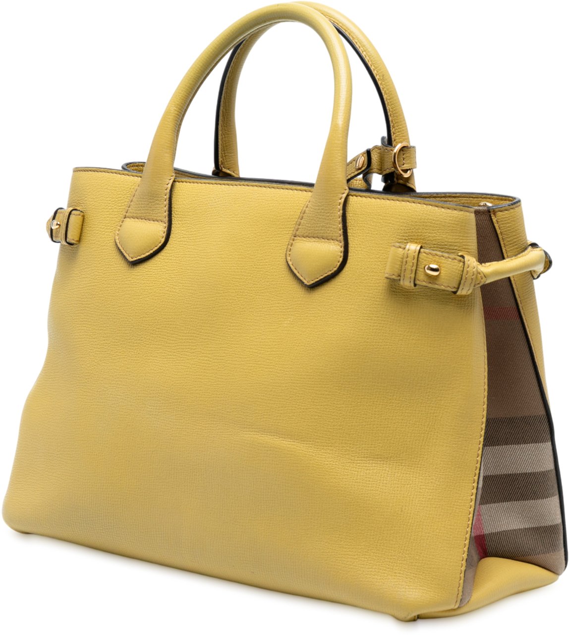 Burberry Medium Leather and House Check Banner Satchel Geel